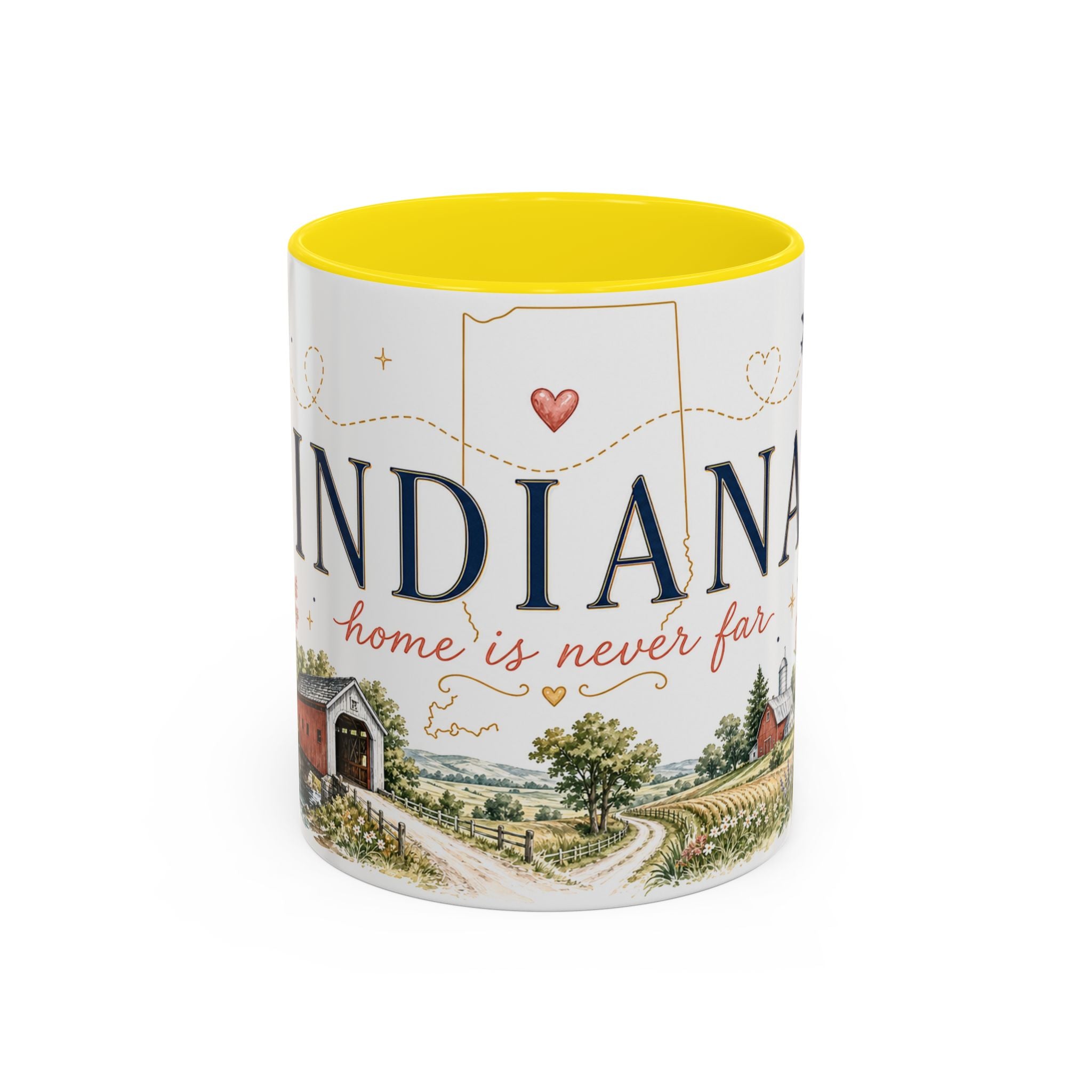 Indiana State Mug | Moving Away, Long Distance Friendship Gift | Botanical Map Accent Cup