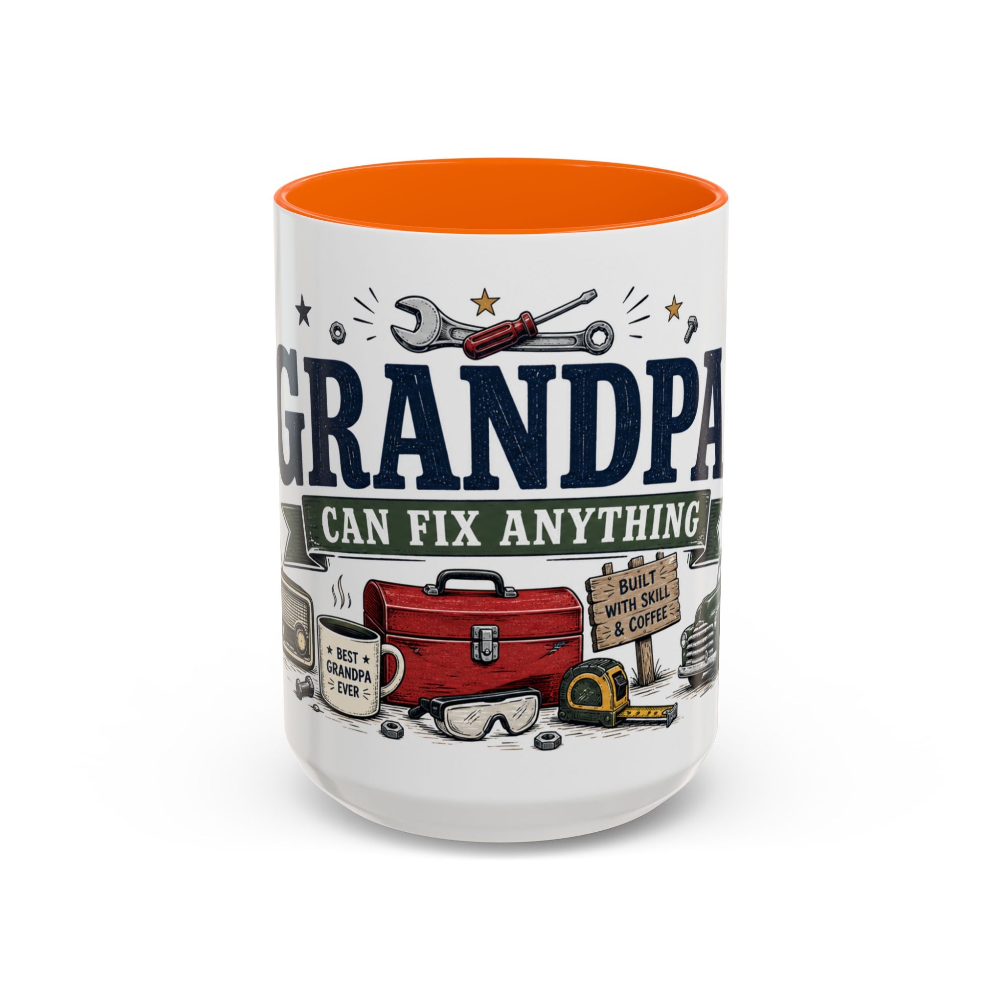 Grandpa Can Fix Anything Coffee Mug | Funny Gift From Grandkids | Accent Ceramic 11oz 15oz