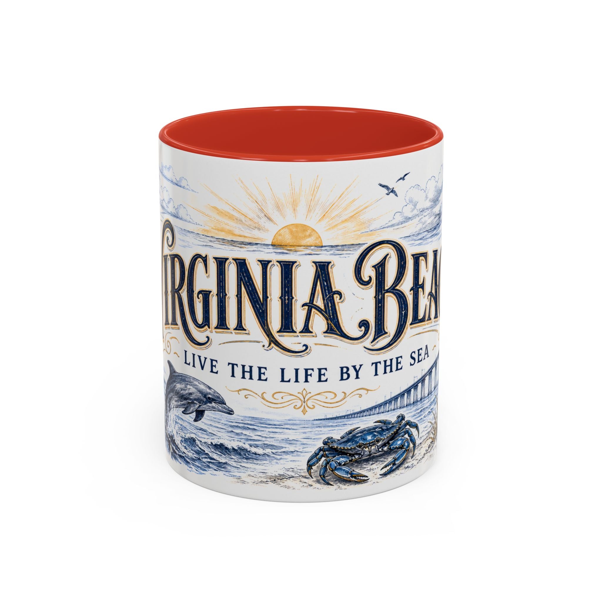 Virginia Beach Coffee Mug | United States Travel Souvenir | Vintage Illustrated City Gift | 11 oz 15 oz Accent Mug