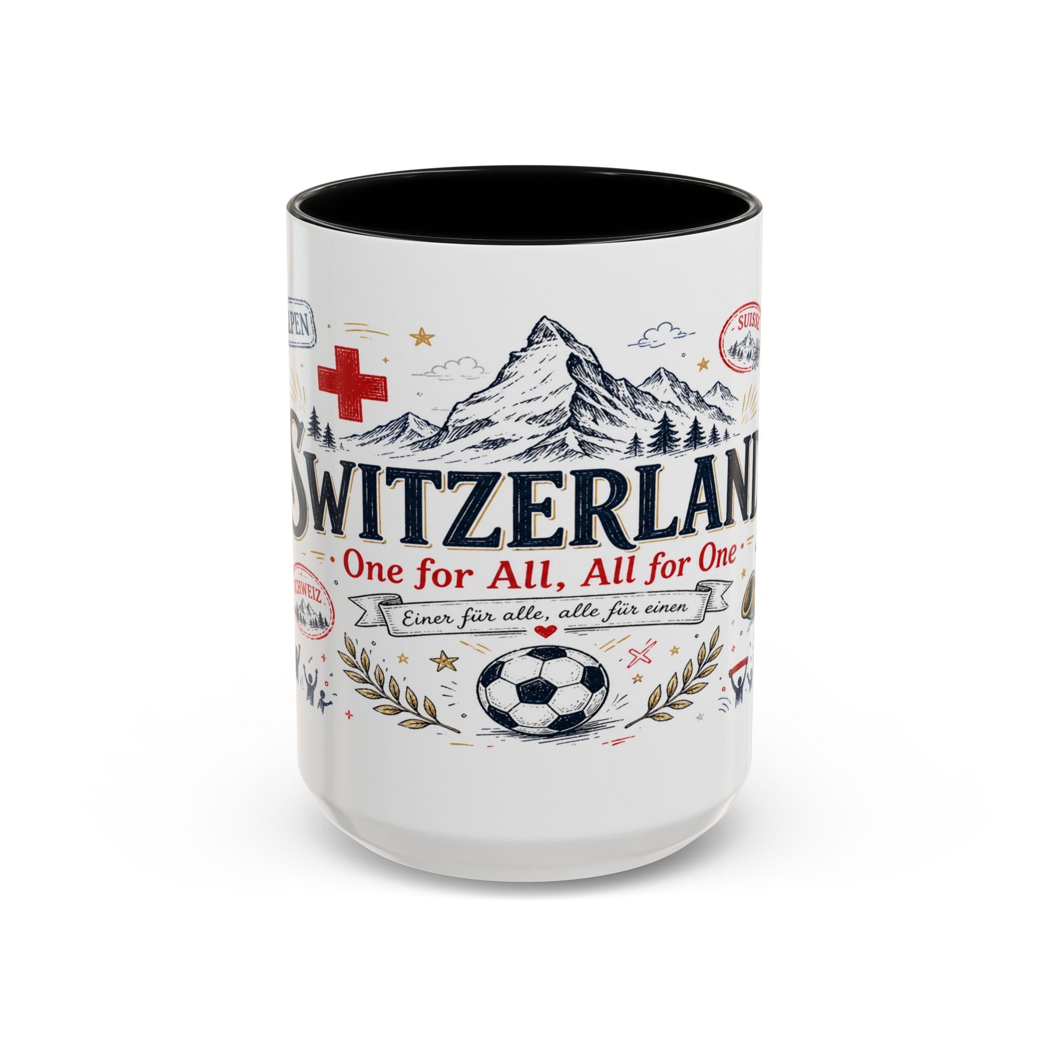 Switzerland Coffee Mug | World Cup Soccer Fan Gift | Accent Color Ceramic 11oz 15oz