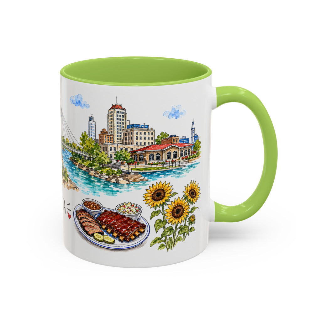 Wichita Illustrated Travel Mug | City Souvenir Accent Coffee Mug | 11oz 15oz Ceramic Cup