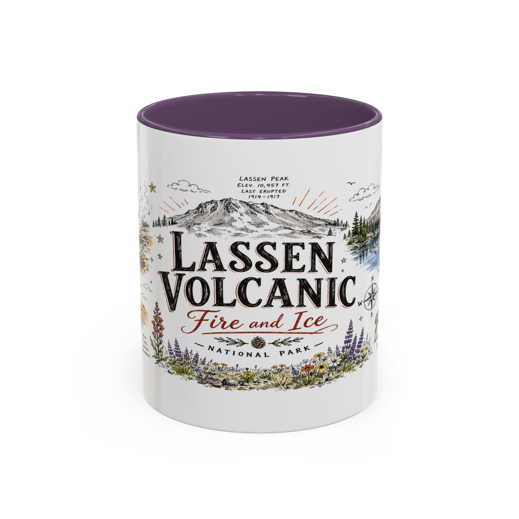 Lassen Volcanic National Park Coffee Mug | California Volcano Geothermal Hiking Gift | Accent Color Ceramic 11oz 15oz