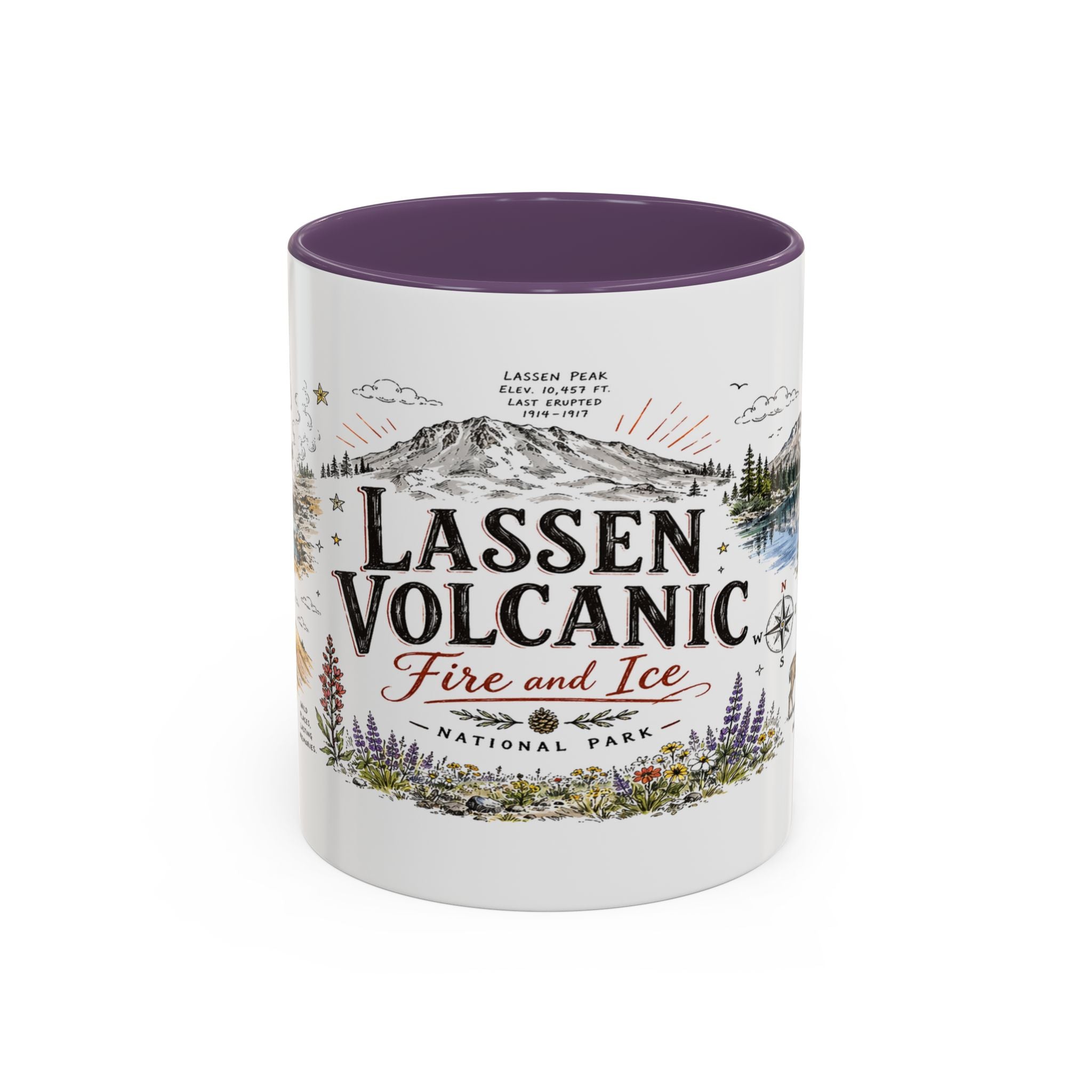Lassen Volcanic National Park Coffee Mug | California Volcano Geothermal Hiking Gift | Accent Color Ceramic 11oz 15oz