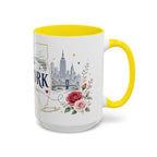 New York State Map Mug | Botanical Rose Accents, Long Distance Friendship Gift