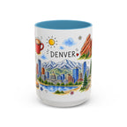 Denver Illustrated Travel Mug | City Souvenir Accent Coffee Mug | 11oz 15oz Ceramic Cup