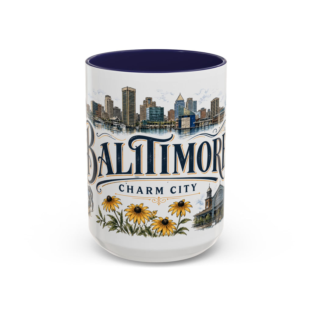 Baltimore Coffee Mug | United States Travel Souvenir | Vintage Illustrated City Gift | 11 oz 15 oz Accent Mug