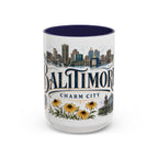 Baltimore Coffee Mug | United States Travel Souvenir | Vintage Illustrated City Gift | 11 oz 15 oz Accent Mug
