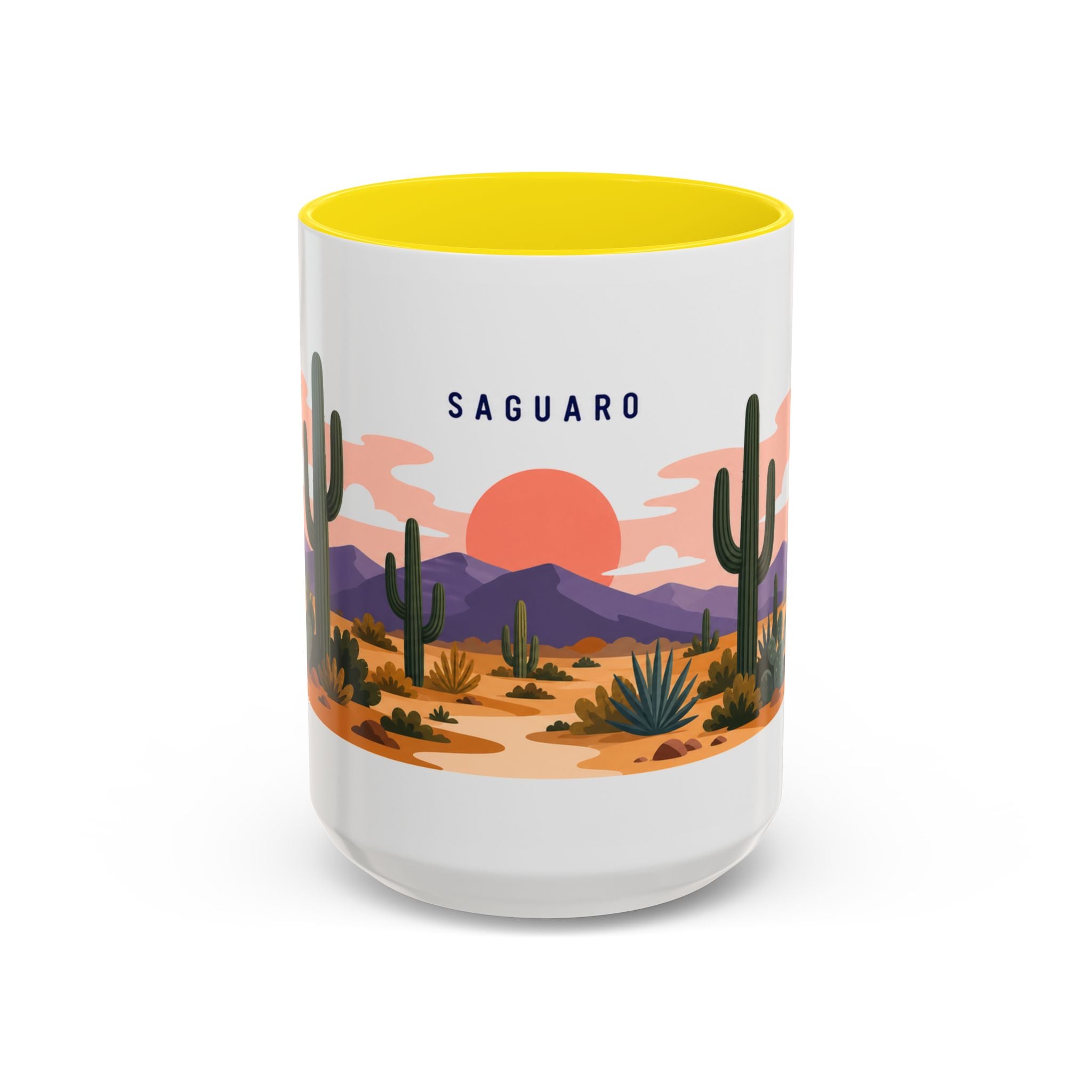 Saguaro National Park Coffee Mug | Solid Color Block Park Souvenir | 11oz 15oz Accent Mug