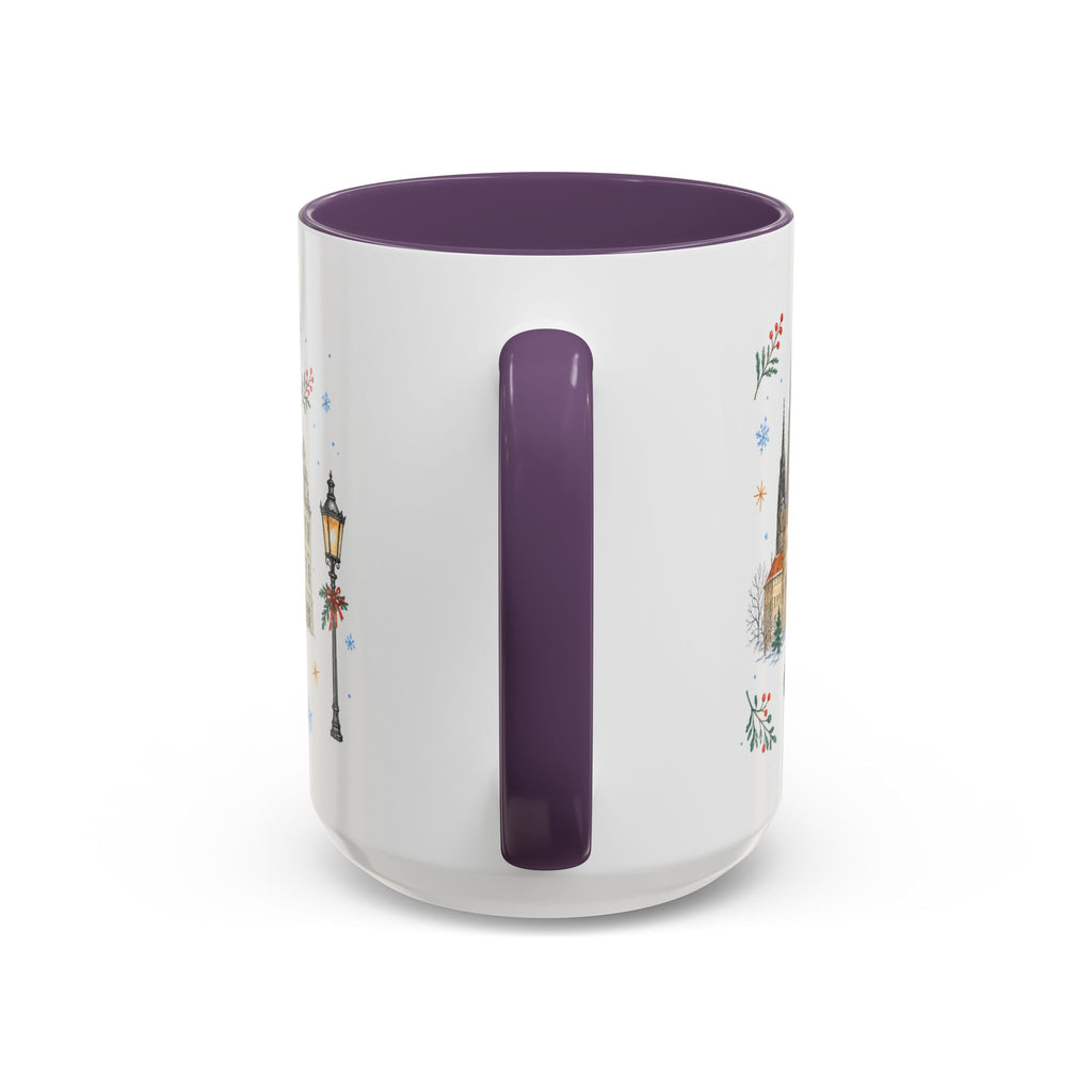 Prague Christmas Mug | Watercolor Travel Souvenir | Holiday Gift | Accent Ceramic Coffee Cup 11oz 15oz