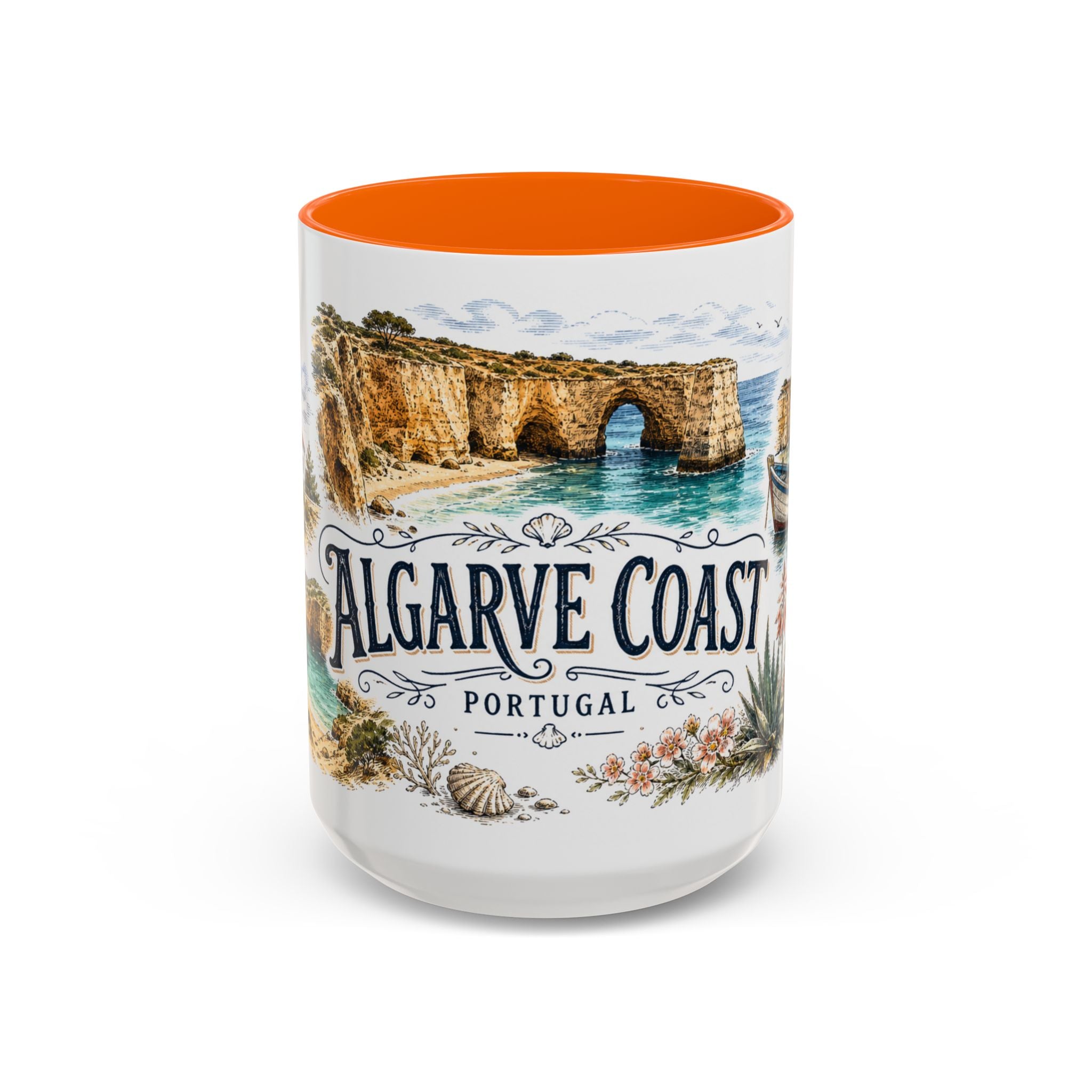 Algarve Coast Mug, Portugal Travel Souvenir, Bucket List Gift, Accent Ceramic Coffee Mug 11oz 15oz