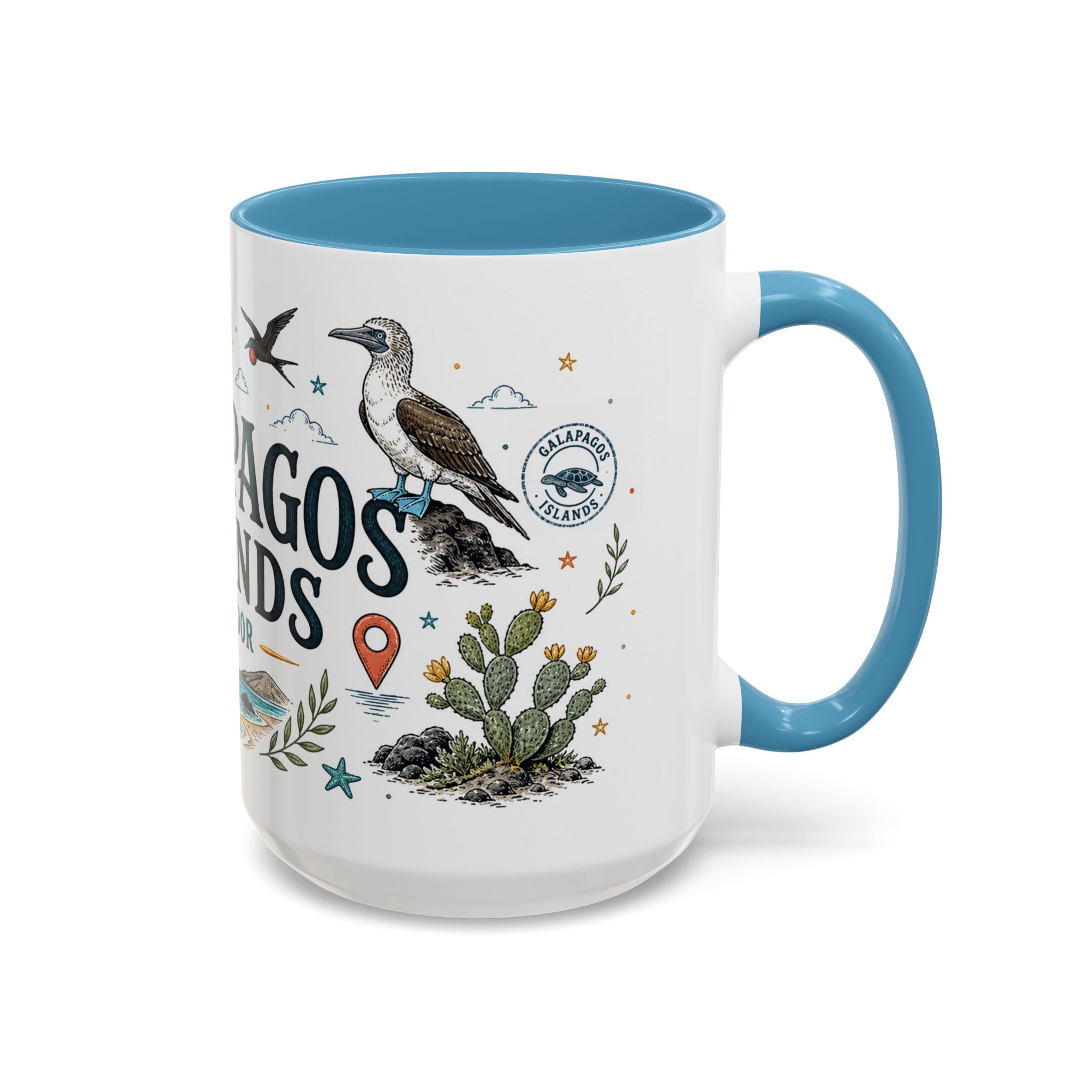 Galapagos Islands Coffee Mug | Travel Destination Souvenir Gift | Accent Color Ceramic 11oz 15oz