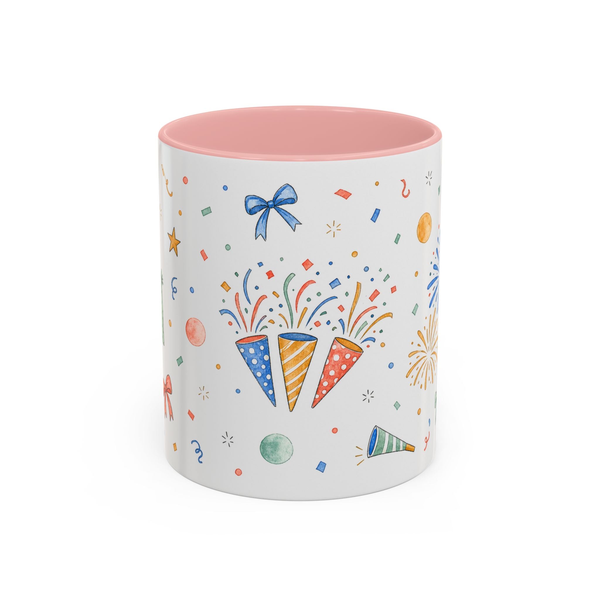 New Year Confetti Mug | Party Popper Watercolor Celebration Gift | Accent Cup 11oz 15oz