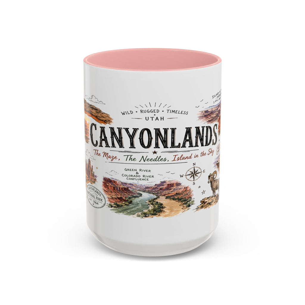 Canyonlands National Park Coffee Mug | Utah Red Rock Desert River Gift | Accent Color Ceramic 11oz 15oz