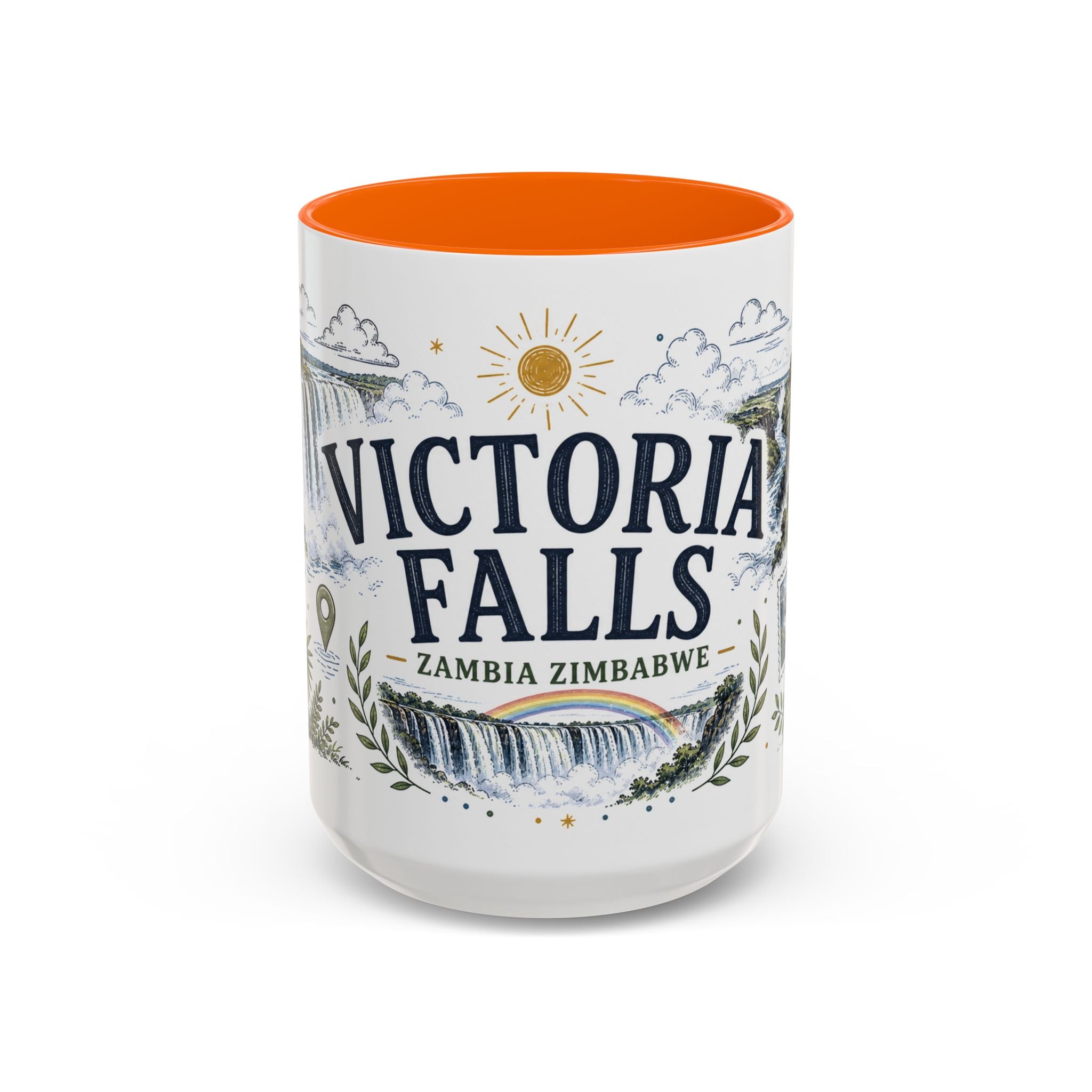 Victoria Falls Coffee Mug | Travel Destination Souvenir Gift | Accent Color Ceramic 11oz 15oz