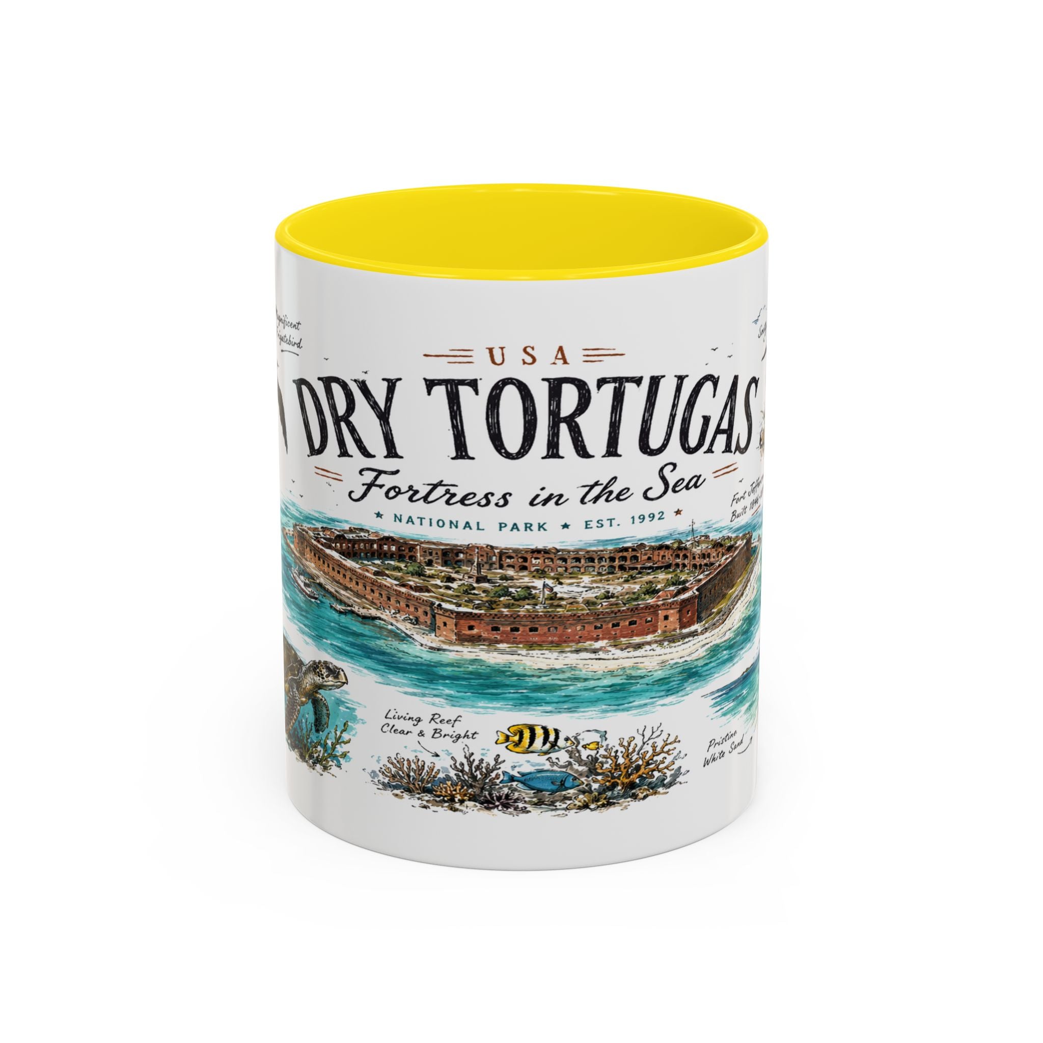 Dry Tortugas National Park Coffee Mug | Florida Island Fort Snorkeling Gift | Accent Color Ceramic 11oz 15oz