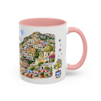 Positano Illustrated Travel Mug | Italy Souvenir Accent Coffee Mug | 11oz 15oz Ceramic Cup