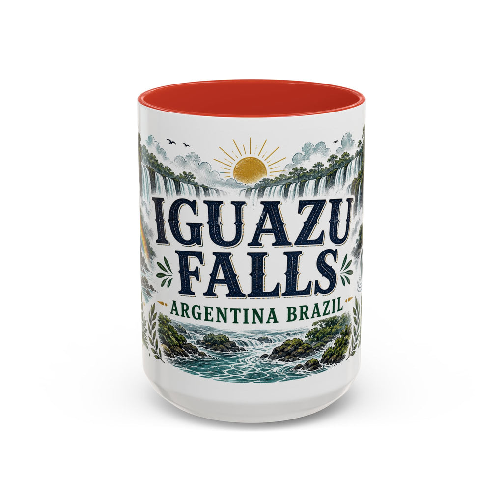 Iguazu Falls Coffee Mug | Travel Destination Souvenir Gift | Accent Color Ceramic 11oz 15oz