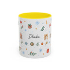 Dhaka Christmas Mug | Watercolor Travel Souvenir | Holiday Gift | Accent Ceramic Coffee Cup 11oz 15oz