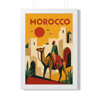 Morocco Camel Morocco Framed Poster | Vintage Travel Wall Art | Black Walnut White Frame | 16x24 20x30