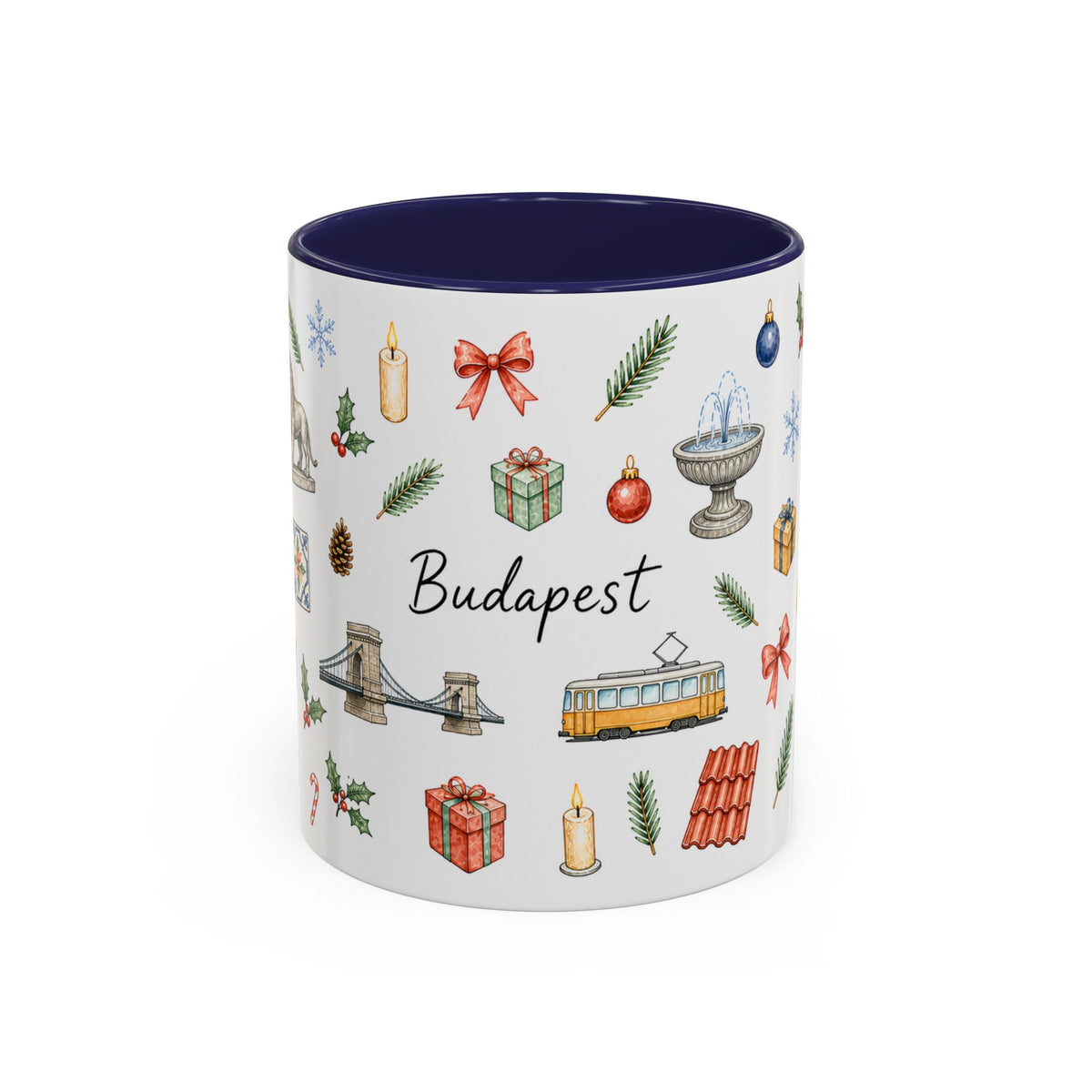 Budapest Christmas Mug | Watercolor City Souvenir | Ceramic Coffee Cup (11oz 15oz)