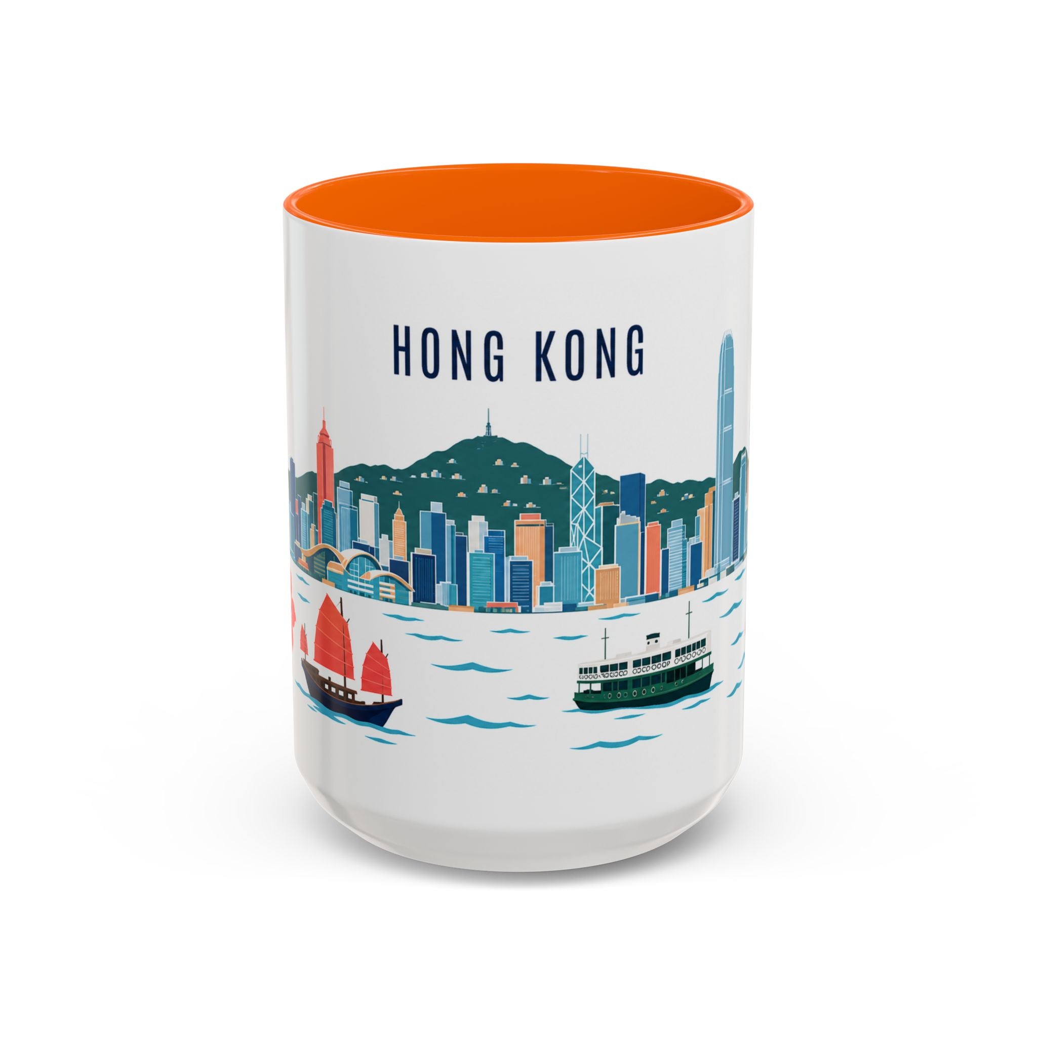 Hong Kong Coffee Mug | Hong Kong Travel Souvenir | Porcelain Decal City Gift | 11oz 15oz Accent Mug