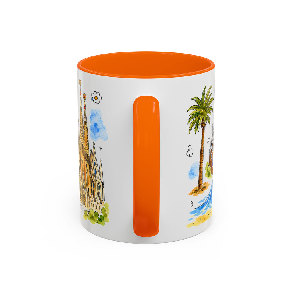 Barcelona Travel Mug | European City Souvenir Accent Coffee Mug | 11oz 15oz Ceramic Cup