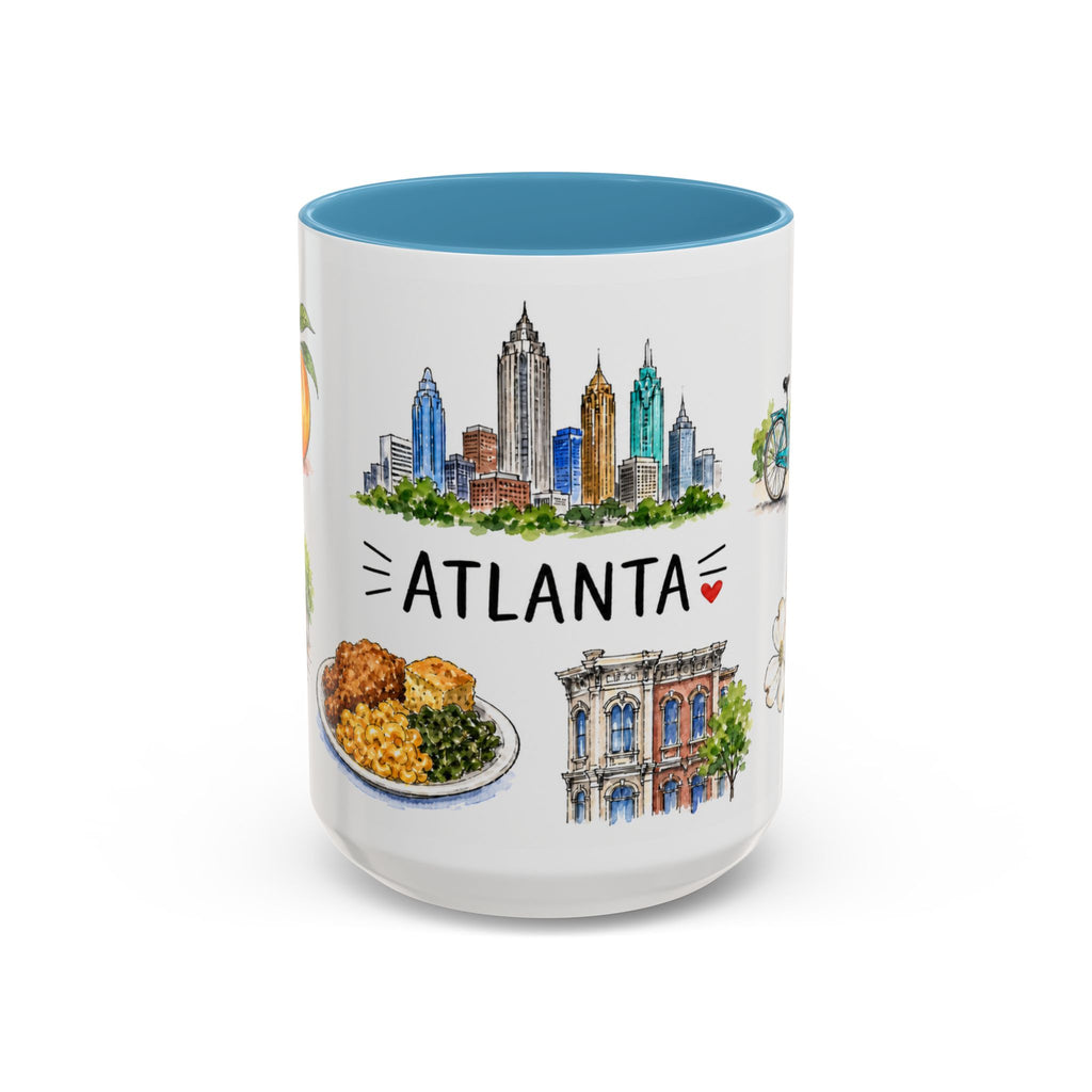 Atlanta Illustrated Travel Mug | City Souvenir Accent Coffee Mug | 11oz 15oz Ceramic Cup