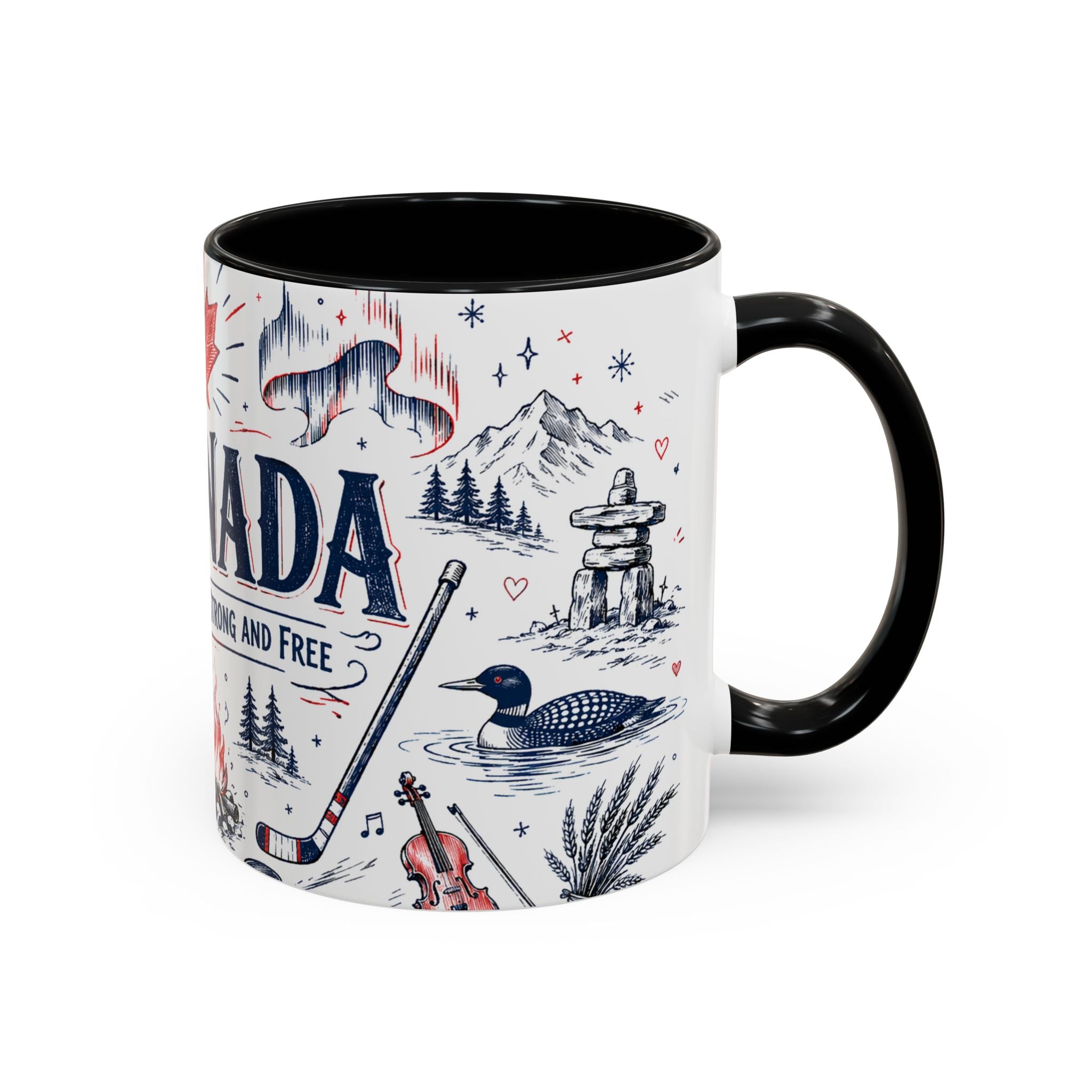 O Canada True North Coffee Mug | Canadian Pride Gift | Accent Color Ceramic 11oz 15oz