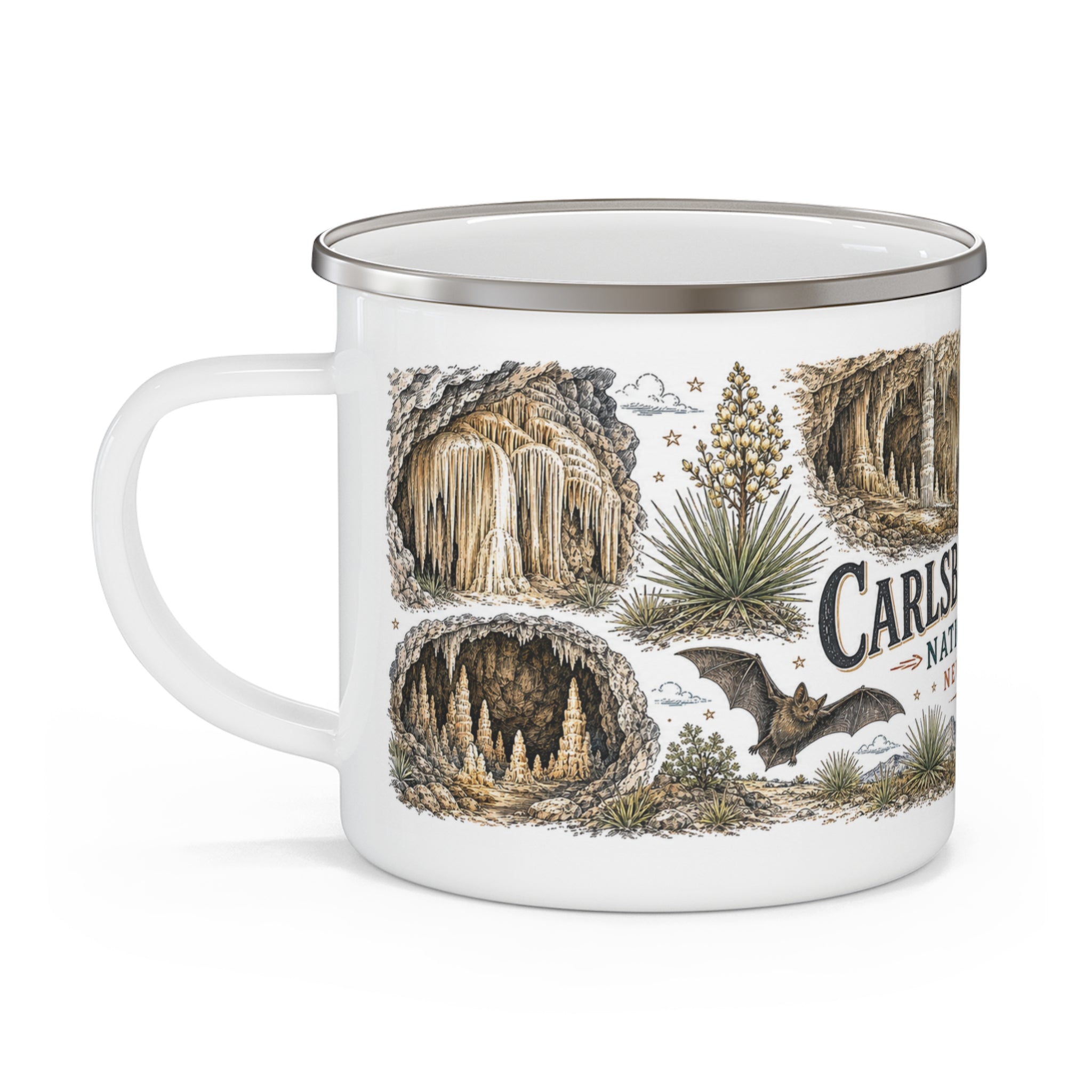 Carlsbad Caverns National Park Vintage Enamel Camping Mug | 12oz National Park Hiking Gift