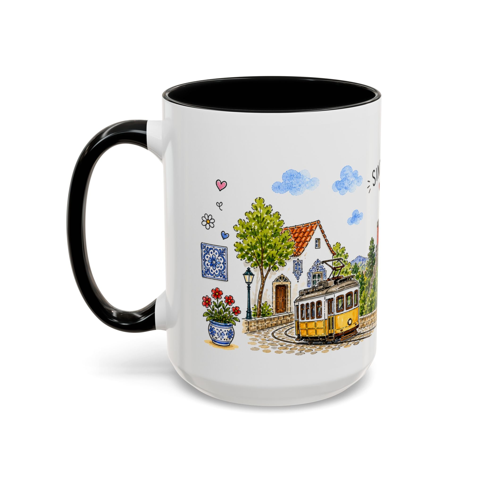 Sintra Illustrated Travel Mug | Portugal Souvenir Accent Coffee Mug | 11oz 15oz Ceramic Cup