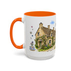 Bibury Illustrated Travel Mug | England Souvenir Accent Coffee Mug | 11oz 15oz Ceramic Cup