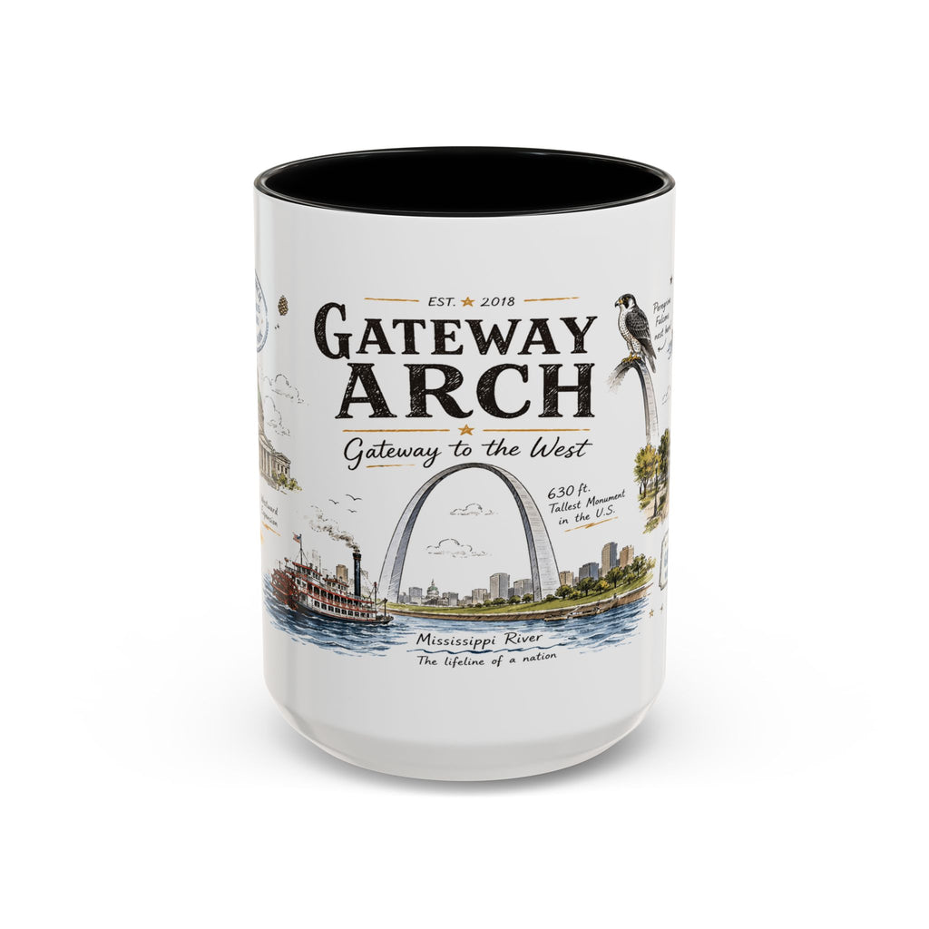 Gateway Arch National Park Coffee Mug | Missouri St. Louis Landmark Gift | Accent Color Ceramic 11oz 15oz