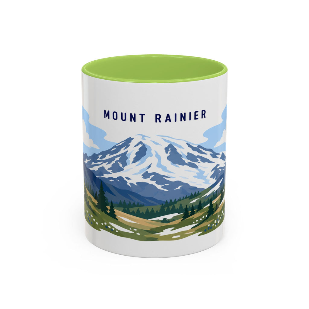 Mount Rainier National Park Coffee Mug | Solid Color Block Park Souvenir | 11oz 15oz Accent Mug