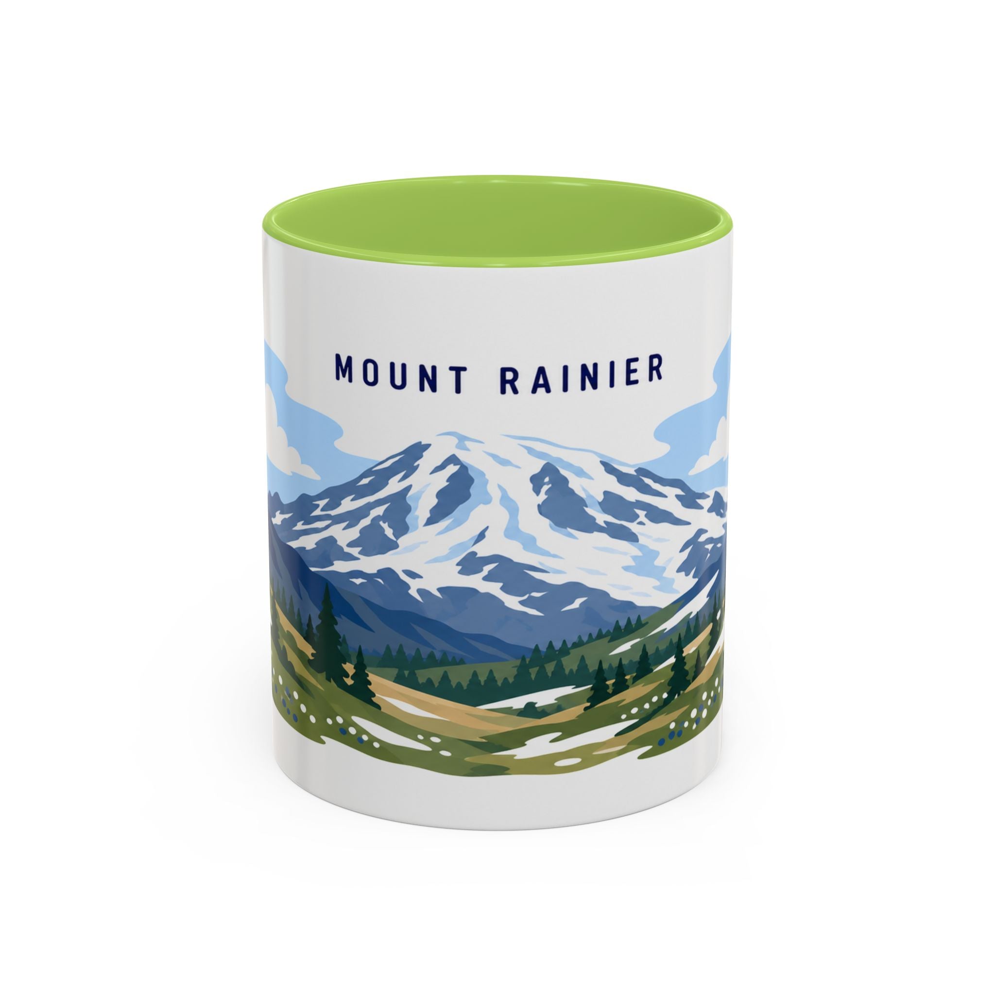 Mount Rainier National Park Coffee Mug | Solid Color Block Park Souvenir | 11oz 15oz Accent Mug