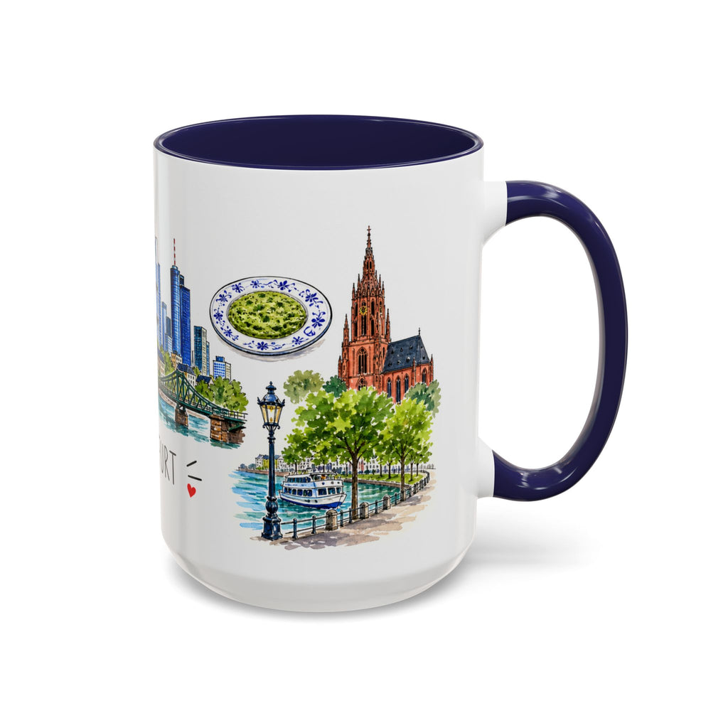 Frankfurt Illustrated Travel Mug | City Souvenir Accent Coffee Mug | 11oz 15oz Ceramic Cup
