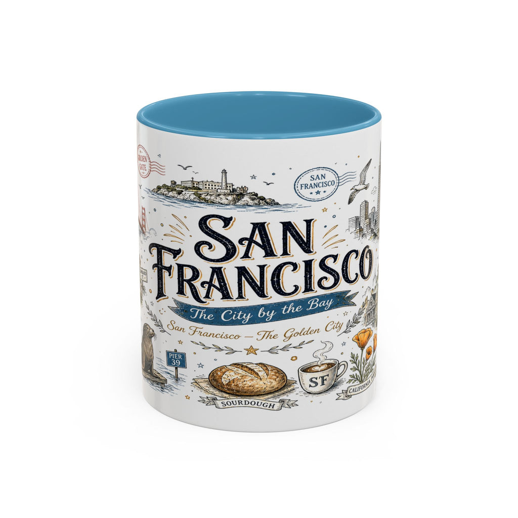 San Francisco Coffee Mug | California Souvenir Travel Gift | Accent Color Ceramic 11oz 15oz