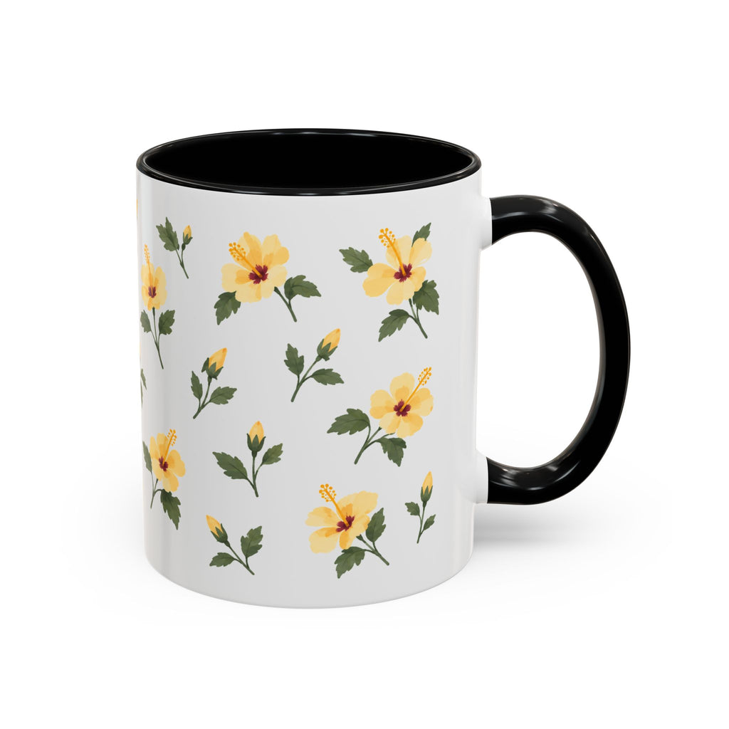 Hawaii Yellow hibiscus Mug, State Flower Floral Coffee Cup, 11oz Botanical Gift