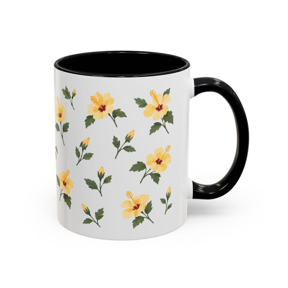 Hawaii Yellow hibiscus Mug, State Flower Floral Coffee Cup, 11oz Botanical Gift