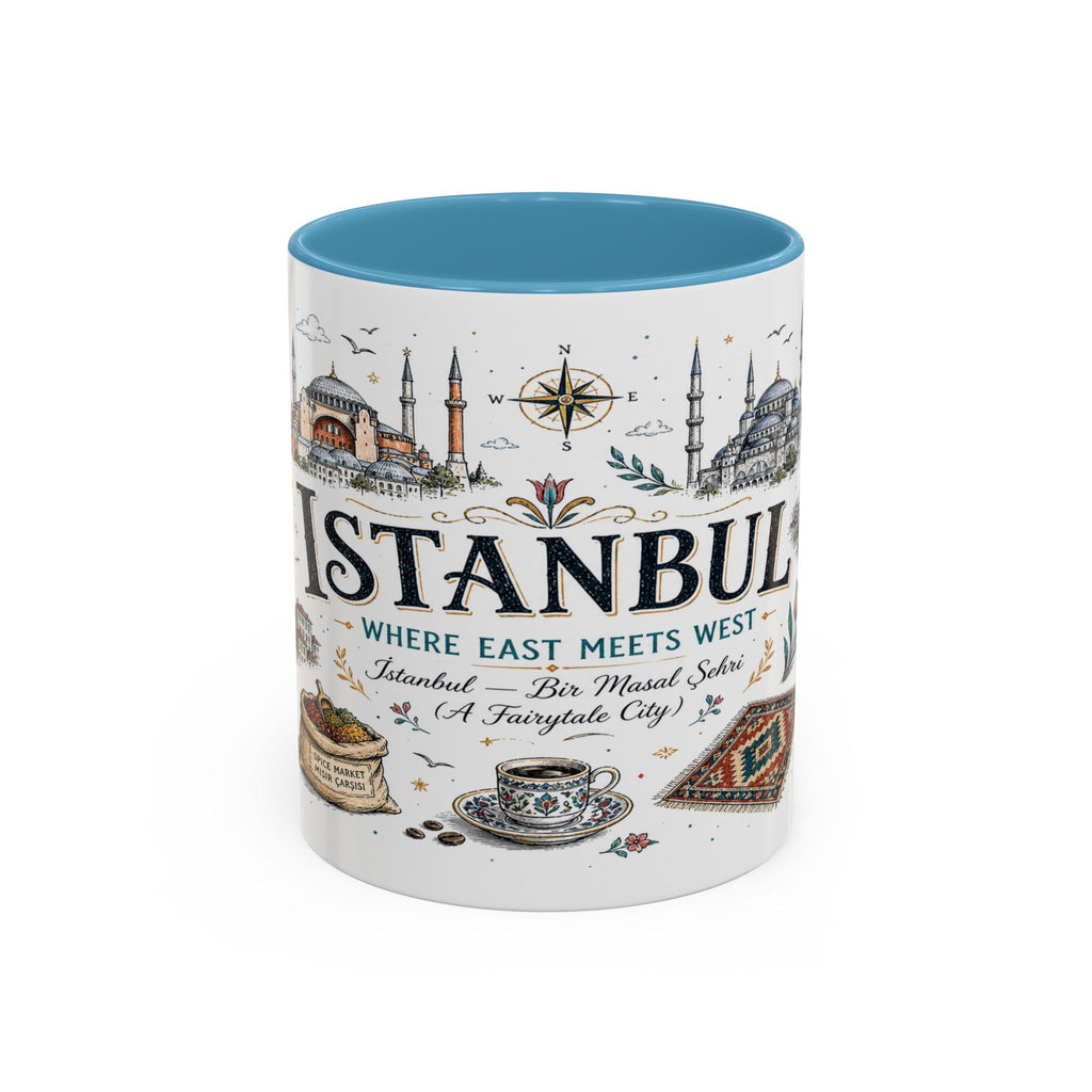 Istanbul Coffee Mug | Turkey Souvenir Travel Gift | Accent Color Ceramic 11oz 15oz
