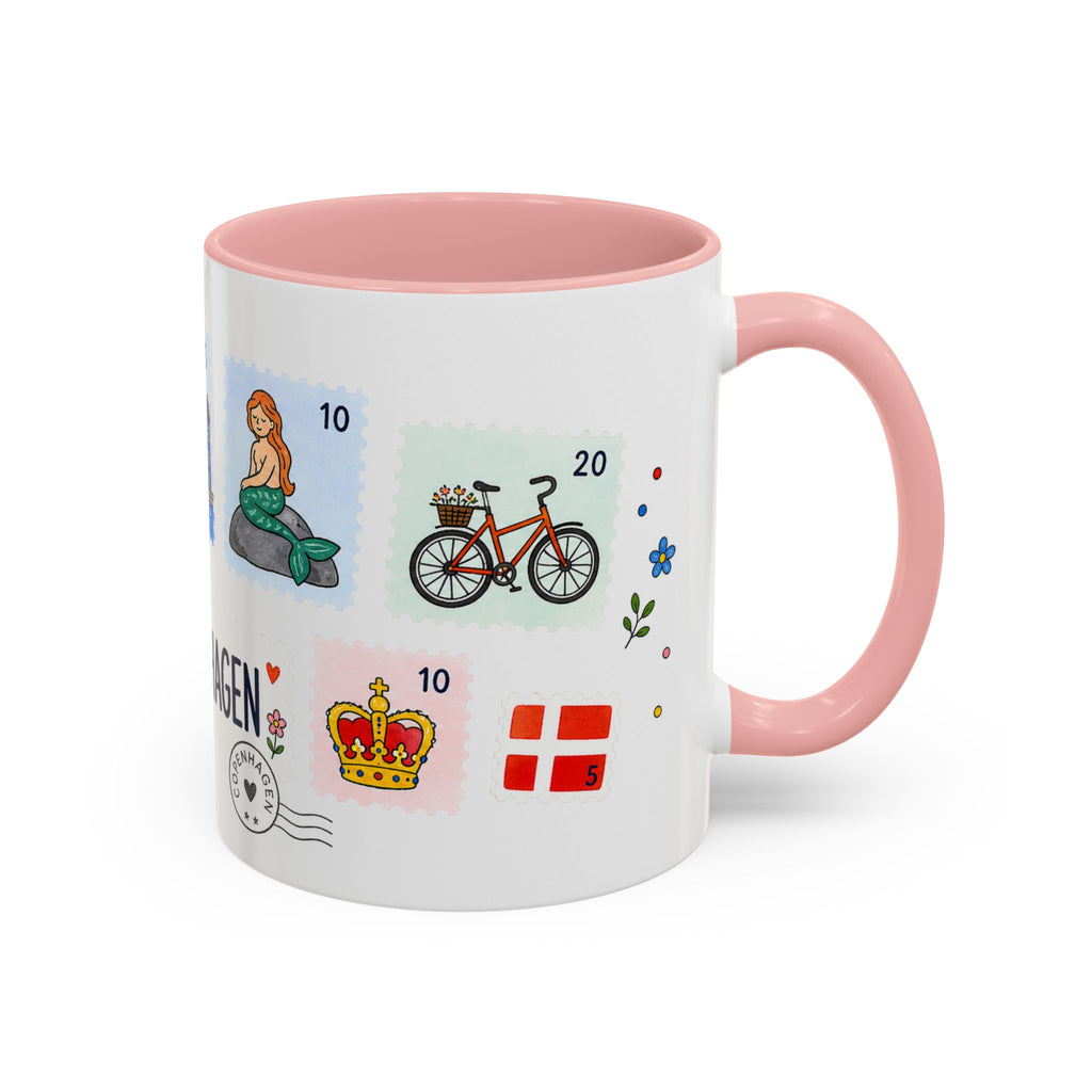 Copenhagen Coffee Mug | Postage Stamp Collage Mug | Travel Souvenir Accent Cup 11oz 15oz