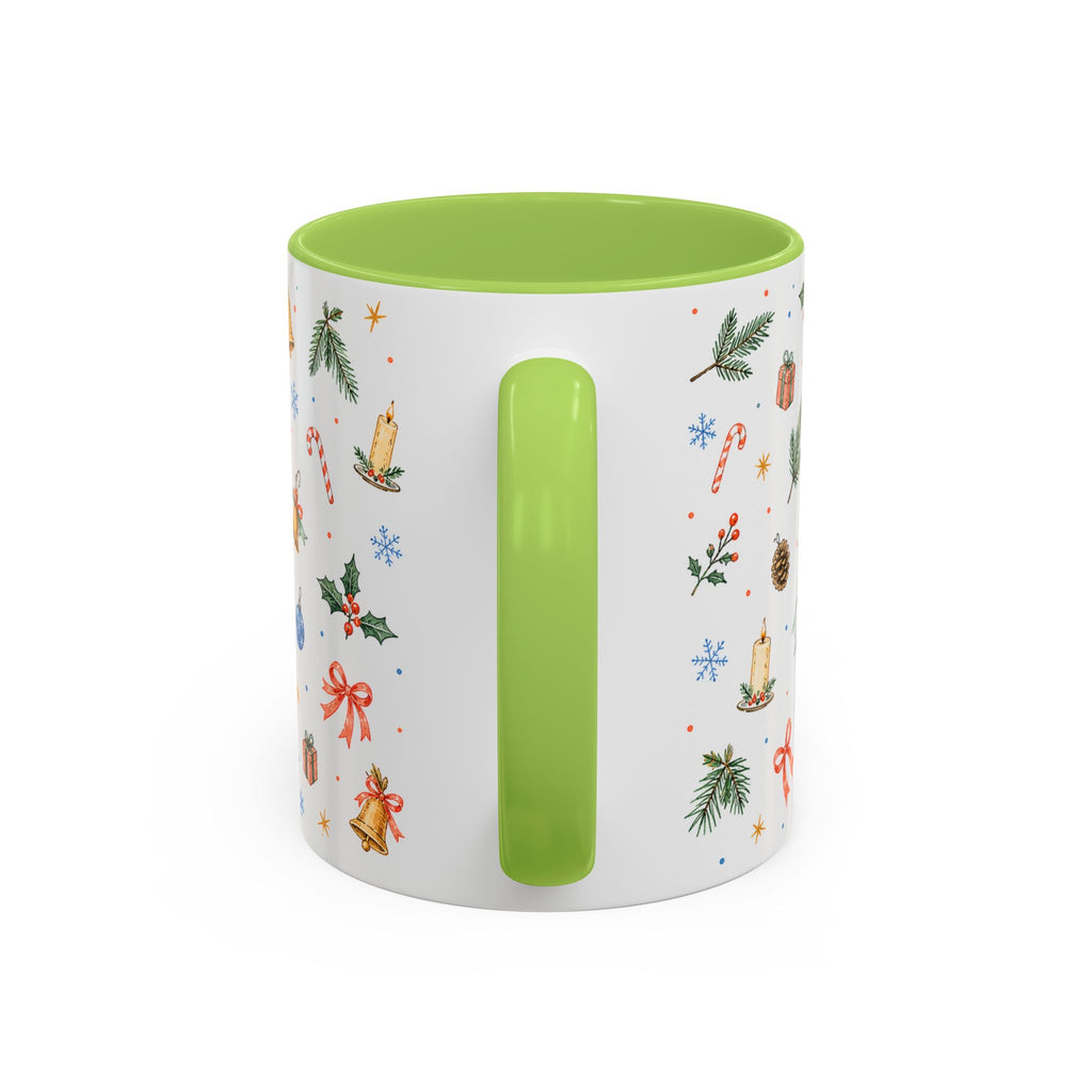 Christmas Bell Mug | Ribbon Gift Watercolor Holiday Cup | Accent Coffee Mug 11oz 15oz