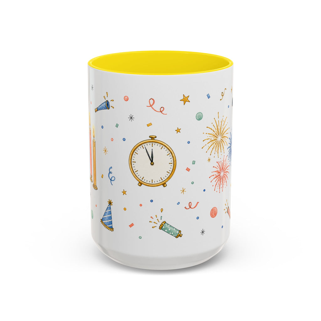 New Year Midnight Mug | Candle Firework Watercolor Party Gift | Accent Cup 11oz 15oz