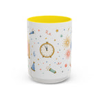 New Year Midnight Mug | Candle Firework Watercolor Party Gift | Accent Cup 11oz 15oz