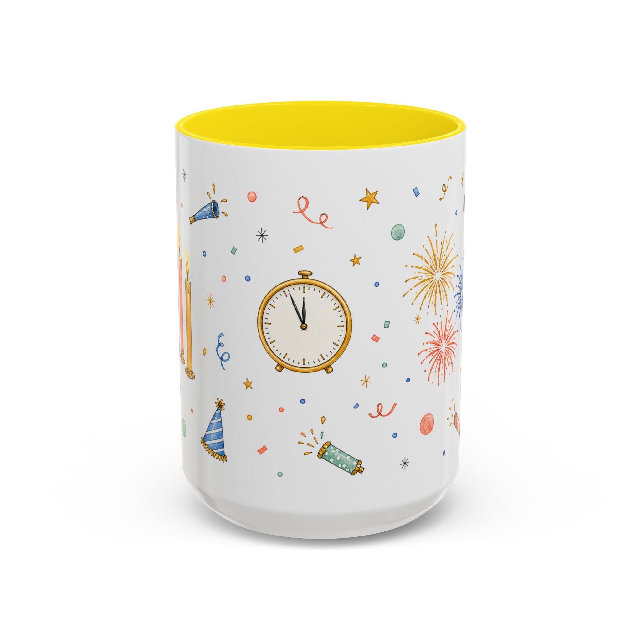 New Year Midnight Mug | Candle Firework Watercolor Party Gift | Accent Cup 11oz 15oz