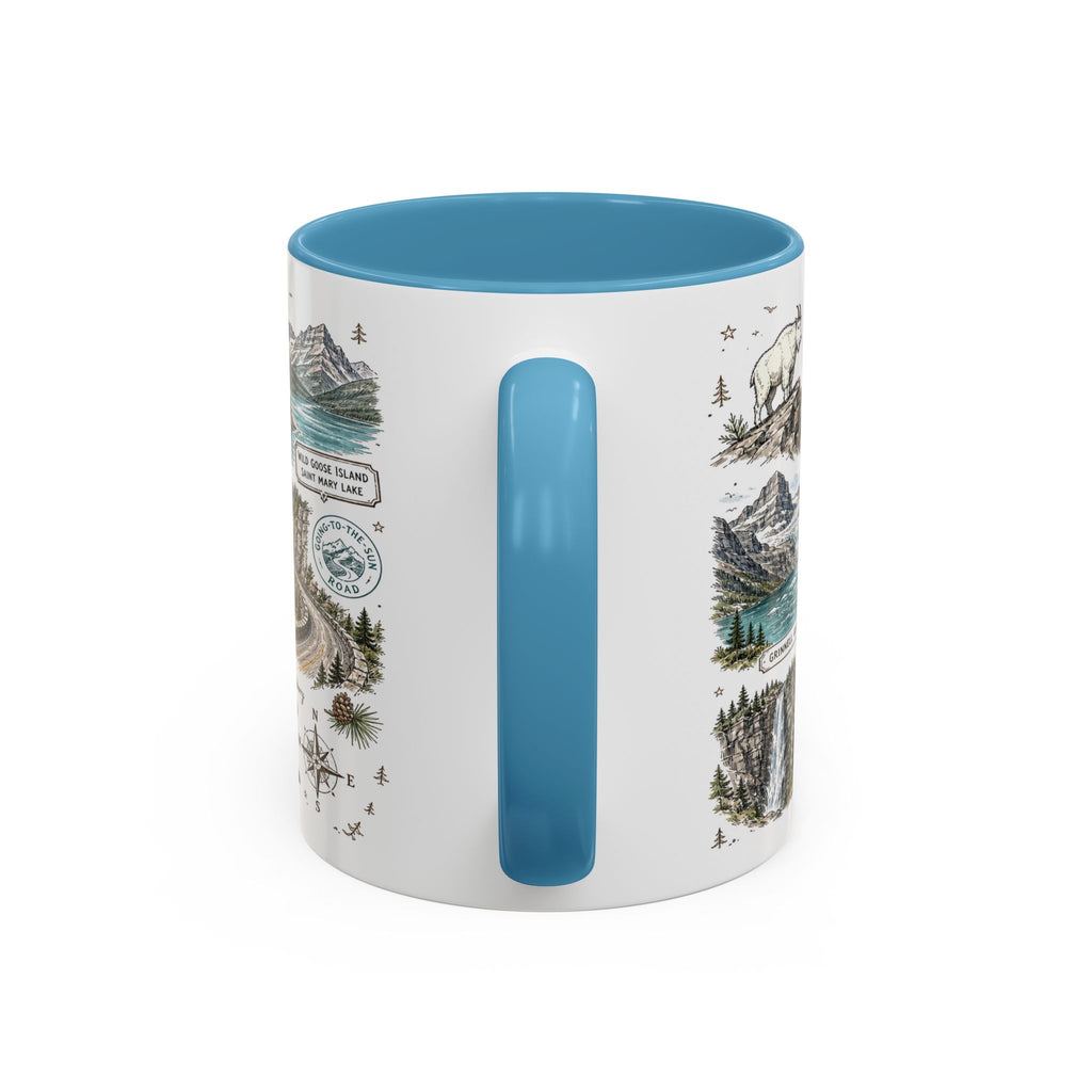 Glacier Coffee Mug | National Park Hiking Montana Gift | Accent Color Ceramic 11oz 15oz