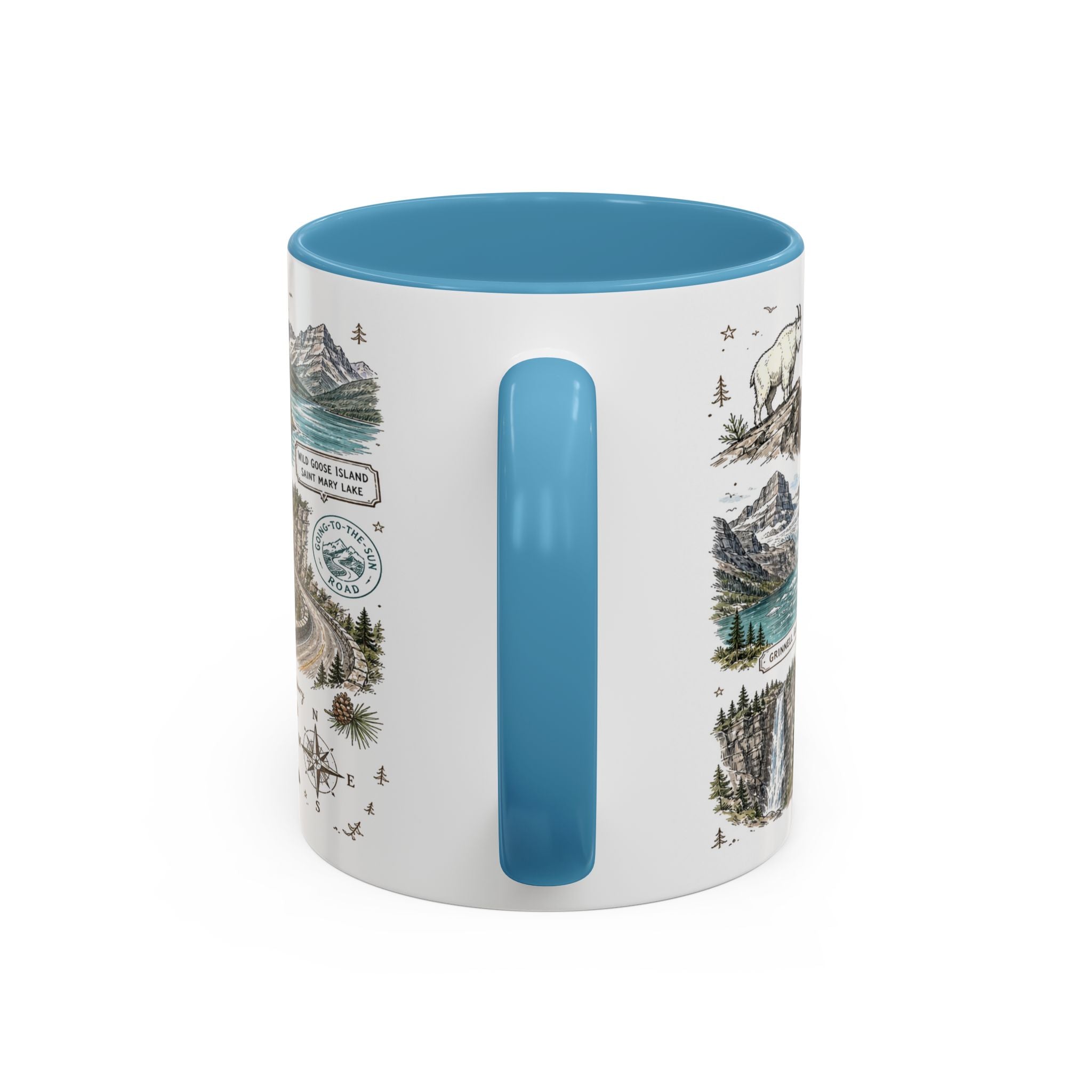 Glacier Coffee Mug | National Park Hiking Montana Gift | Accent Color Ceramic 11oz 15oz