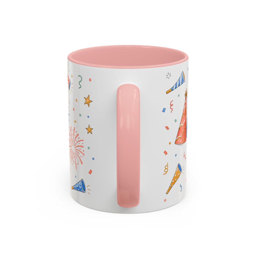 New Year Confetti Mug | Party Popper Watercolor Celebration Gift | Accent Cup 11oz 15oz