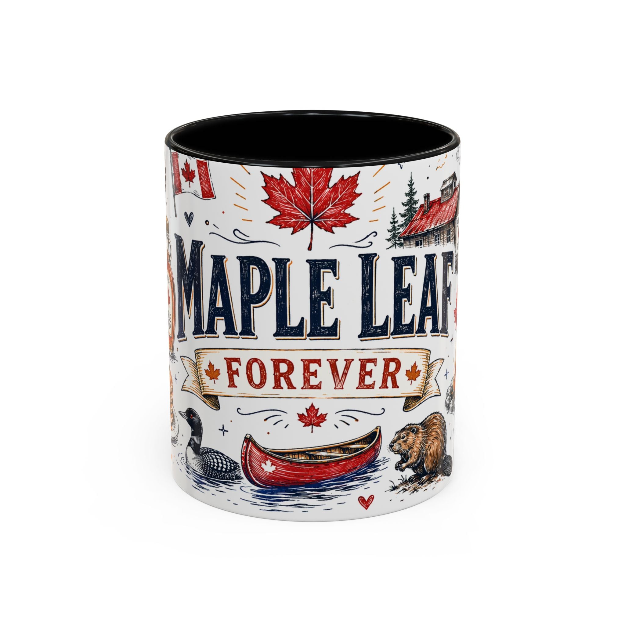 Maple Leaf Forever Coffee Mug | Canadian Pride Gift | Accent Color Ceramic 11oz 15oz
