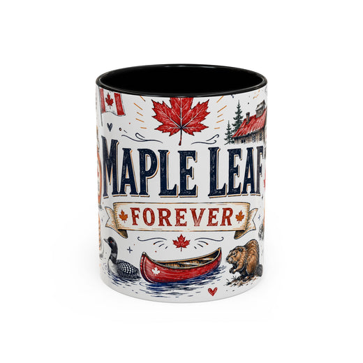 Maple Leaf Forever Coffee Mug | Canadian Pride Gift | Accent Color Ceramic 11oz 15oz