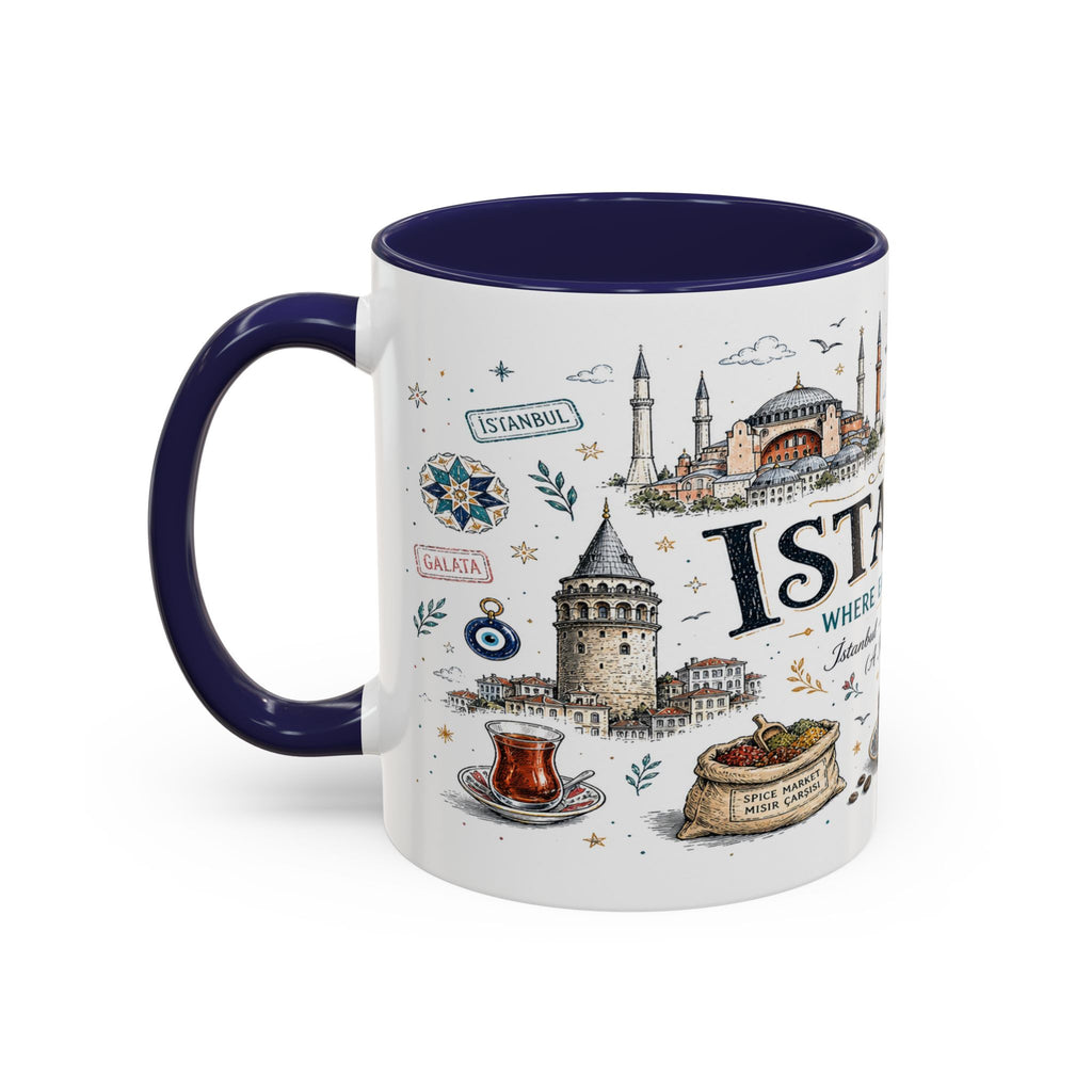 Istanbul Coffee Mug | Turkey Souvenir Travel Gift | Accent Color Ceramic 11oz 15oz